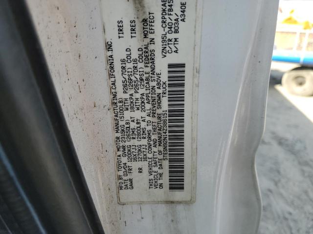 5TESN92N14Z386151 - 2004 TOYOTA TACOMA XTRACAB PRERUNNER თეთრი ფოტო 12