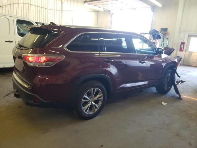 5TDJKRFH4ES025388 - 2014 TOYOTA HIGHLANDER XLE MAROON photo 3