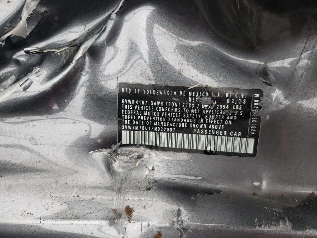 3VW7M7BU1PM022007 - 2023 VOLKSWAGEN JETTA SE GRAY photo 12