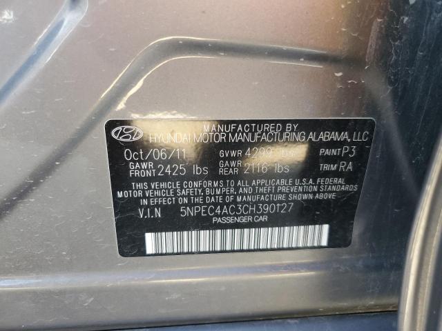 5NPEC4AC3CH390127 - 2012 HYUNDAI SONATA SE GRAY photo 12