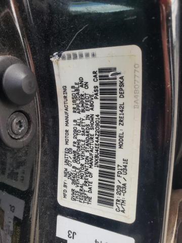 1NXBU4EE4AZ209014 - 2010 TOYOTA COROLLA BASE BLACK photo 12