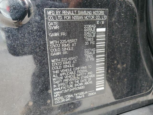 KNMAT2MT2HP505830 - 2017 NISSAN ROGUE S BLACK photo 13