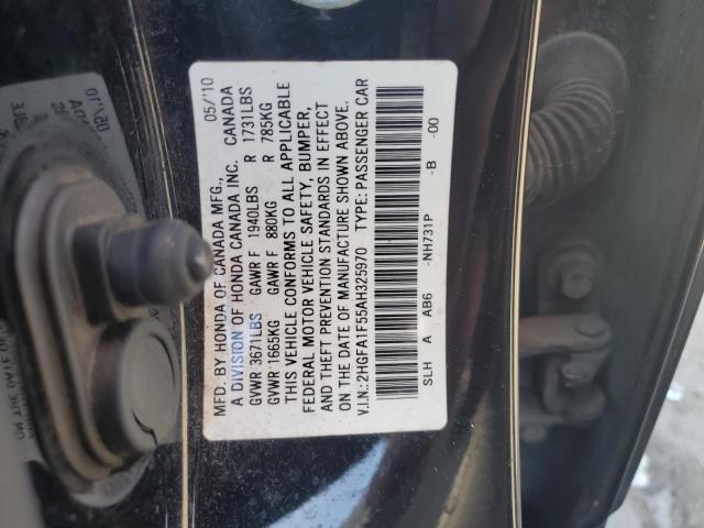 2HGFA1F55AH325970 - 2010 HONDA CIVIC LX 黑色 照片 12