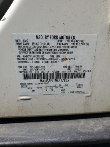 MAJ6S3FL1MC417855 - 2021 FORD ECOSPORT S WHITE photo 14