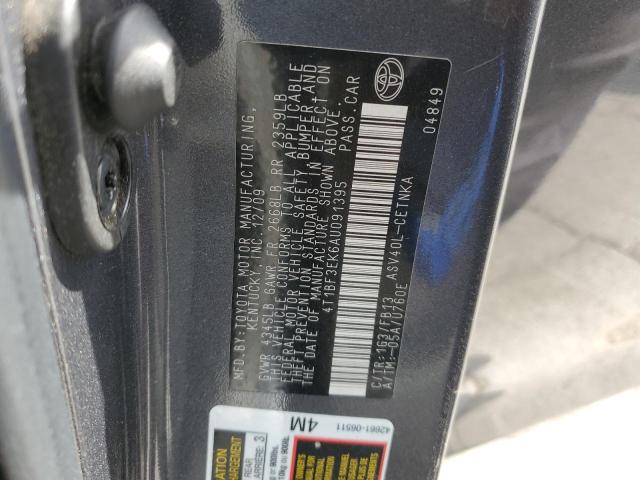 4T1BF3EK6AU091395 - 2010 TOYOTA CAMRY BASE GRAY photo 12