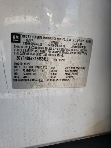 3GYFNBEY8AS555062 - 2010 CADILLAC SRX PERFORMANCE COLLECTION Ақ фото 12