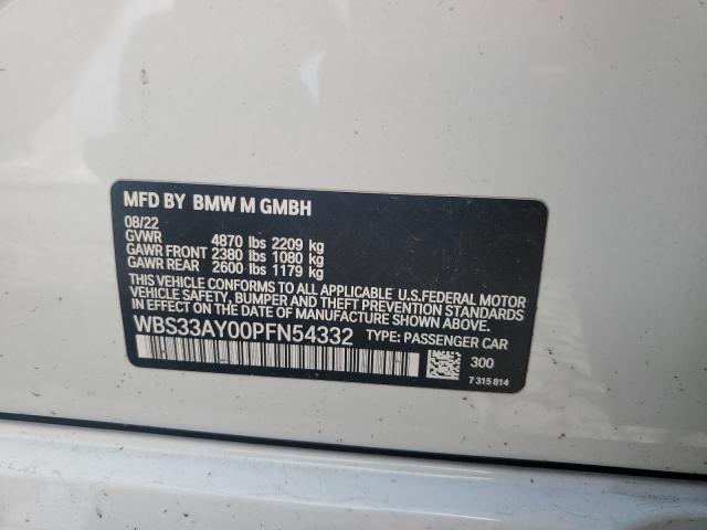 WBS33AY00PFN54332 - 2023 BMW M3 COMPETITION WHITE photo 13