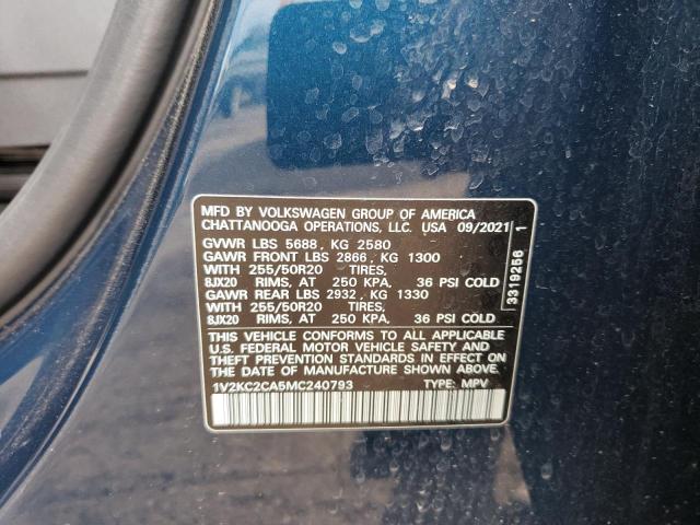 1V2KC2CA5MC240793 - 2021 VOLKSWAGEN ATLAS CROS SE Синий фото 13