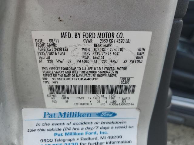 1FMCU0EG7CKA48915 - 2012 FORD ESCAPE LIMITED 银色 照片 13