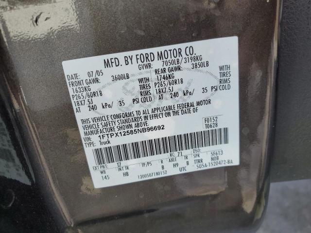 1FTPX12585NB96692 - 2005 FORD F150 Negro foto 12