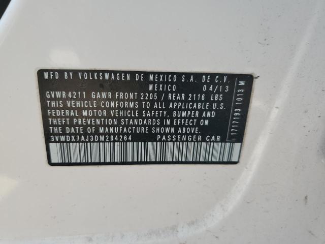 3VWDX7AJ3DM294264 - 2013 VOLKSWAGEN JETTA SE Weiß Foto 12