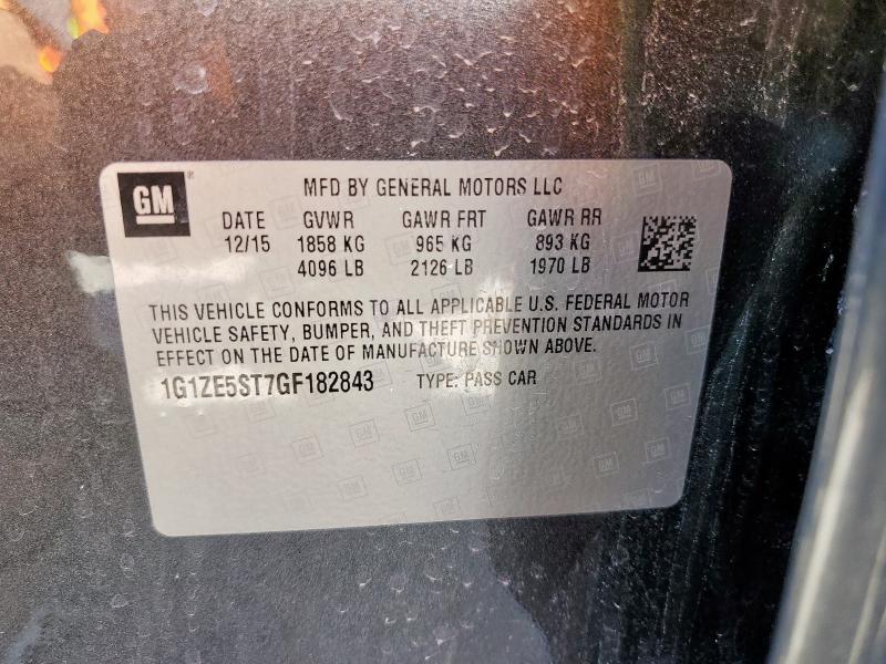 1G1ZE5ST7GF182843 - 2016 CHEVROLET MALIBU LT BLACK photo 12