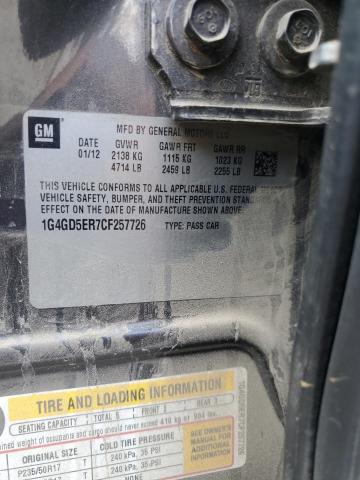 1G4GD5ER7CF257726 - 2012 BUICK LACROSSE PREMIUM CHARCOAL photo 13