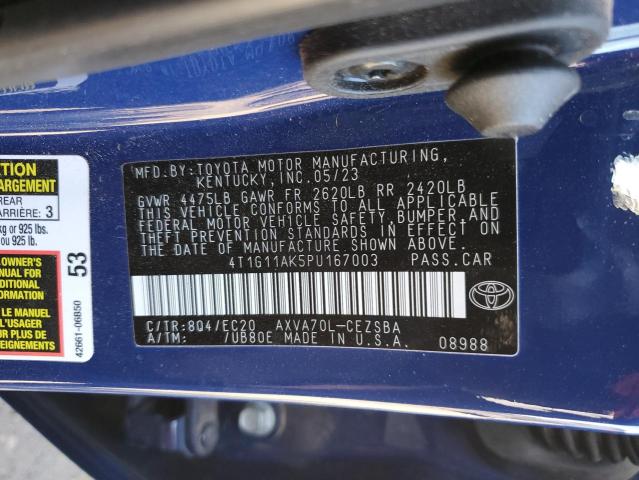 4T1G11AK5PU167003 - 2023 TOYOTA CAMRY SE NIGHT SHADE BLUE photo 12