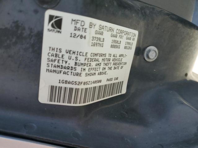 1G8AG52F05Z140500 - 2005 SATURN ION LEVEL 1 SILVER photo 12