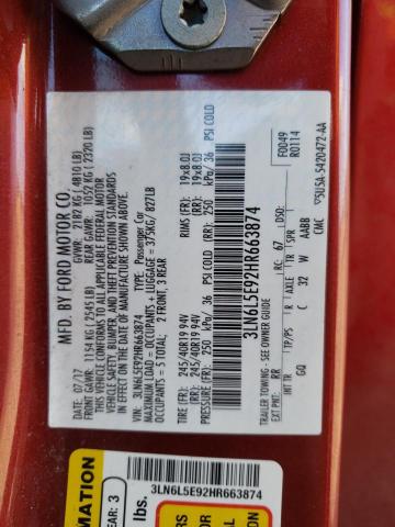 3LN6L5E92HR663874 - 2017 LINCOLN MKZ RESERVE ბურგუნდია ფოტო 12