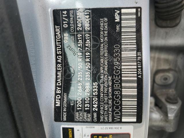 WDCGG8JB0EG295330 - 2014 MERCEDES-BENZ GLK 350 4MATIC SILVER photo 14