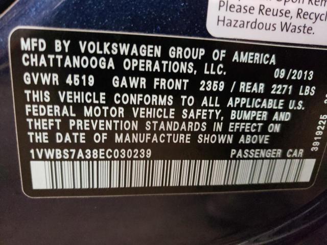 1VWBS7A38EC030239 - 2014 VOLKSWAGEN PASSAT SE BLUE photo 12