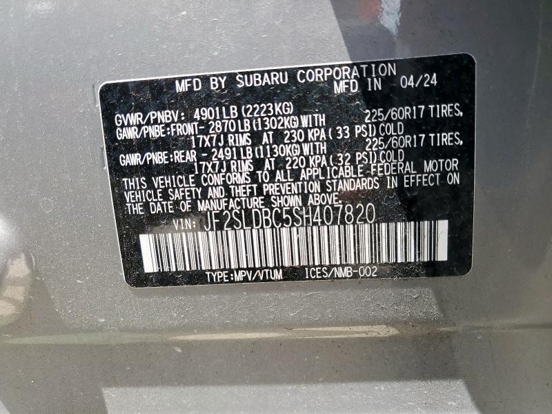 JF2SLDBC5SH407820 - 2025 SUBARU FORESTER PREMIUM 灰色 照片 14