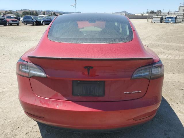5YJ3E1EB4NF357611 - 2022 TESLA MODEL 3 Rojo foto 6