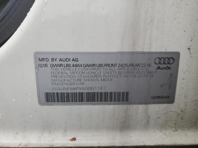 WAUNF68PX6A001147 - 2006 AUDI A3 2.0 PREMIUM WHITE photo 12