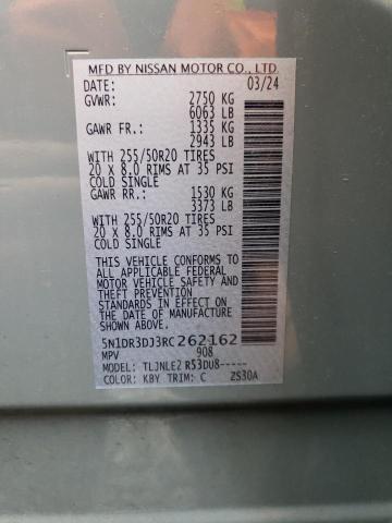 5N1DR3DJ3RC262162 - 2024 NISSAN PATHFINDER PLATINUM ნაცრისფერი ფოტო 14