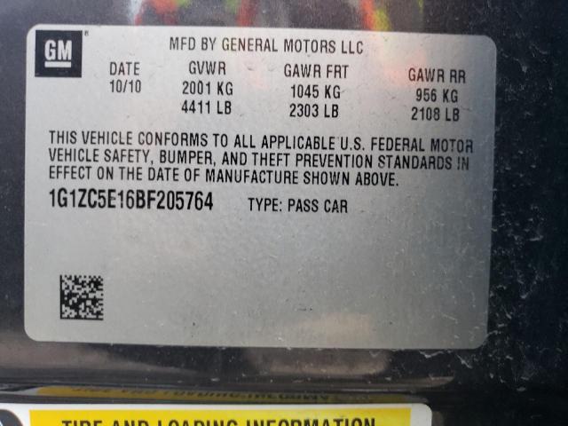 1G1ZC5E16BF205764 - 2011 CHEVROLET MALIBU 1LT GRAY photo 13