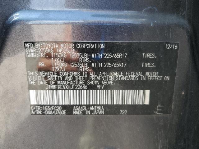 JTMWFREVXHJ122646 - 2017 TOYOTA RAV4 XLE GRAY photo 14