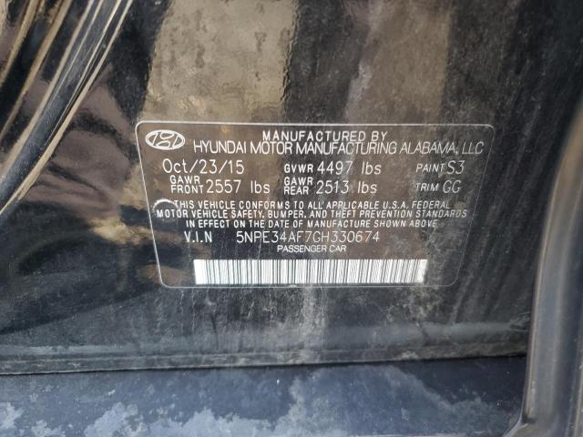 5NPE34AF7GH330674 - 2016 HYUNDAI SONATA SPORT BLACK photo 13