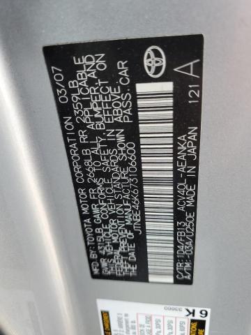 JTNBE46K673106600 - 2007 TOYOTA CAMRY CE SILVER photo 12