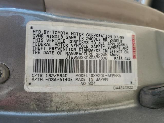 JT2BG22K0X0379308 - 1999 TOYOTA CAMRY LE GRAY photo 12