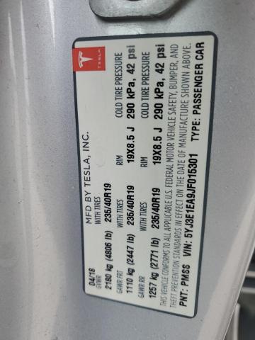 5YJ3E1EA9JF015301 - 2018 TESLA MODEL 3 SILVER photo 12
