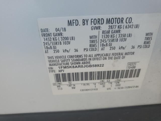 1FM5K8AR0JGB58922 - 2018 FORD EXPLORER POLICE INTERCEPTOR Ağ foto 13