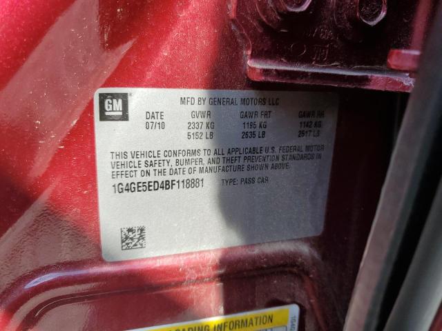 1G4GE5ED4BF118881 - 2011 BUICK LACROSSE CXS 栗色 照片 12