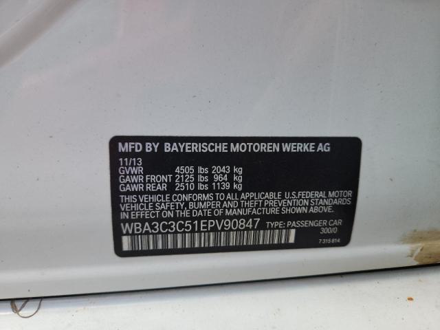 WBA3C3C51EPV90847 - 2014 BMW 320 I XDRIVE WHITE photo 13