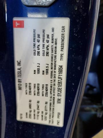 5YJ3E1EB7JF116054 - 2018 TESLA MODEL 3 Azul foto 13