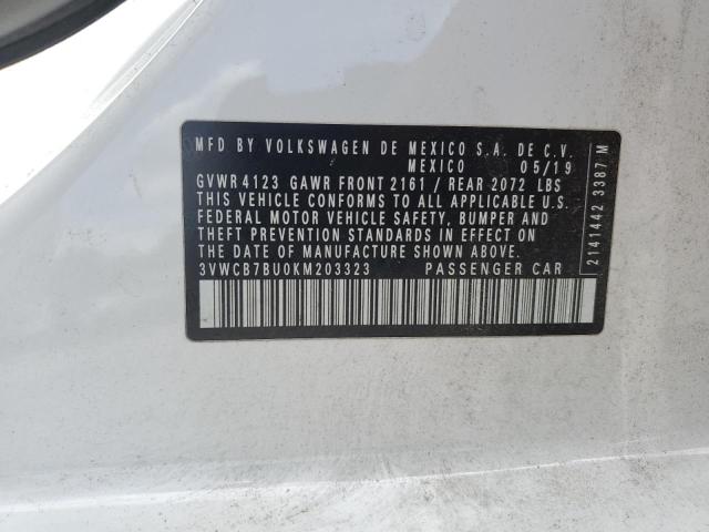 3VWCB7BU0KM203323 - 2019 VOLKSWAGEN JETTA S WHITE photo 13