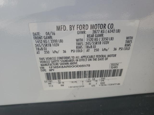 1FM5K8AR0GGD05975 - 2016 FORD EXPLORER POLICE INTERCEPTOR 白色 照片 13