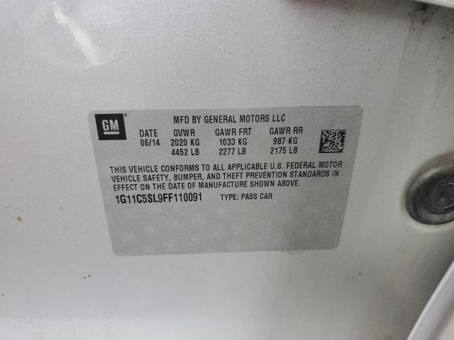 1G11C5SL9FF110091 - 2015 CHEVROLET MALIBU 1LT 银色 照片 12