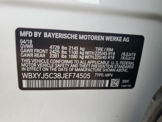 WBXYJ5C38JEF74505 - 2018 BMW X2 XDRIVE28I WHITE photo 12