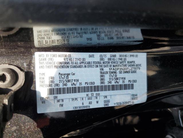 1FADP3N20FL275079 - 2015 FORD FOCUS TITANIUM BLACK photo 12