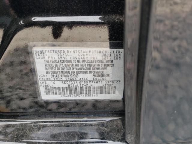 3N1AB7AP0HY232363 - 2017 NISSAN SENTRA S BLACK photo 12