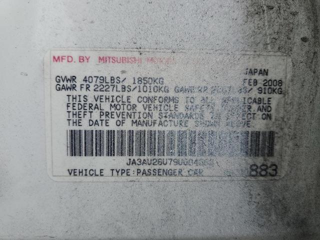 JA3AU26U79U004663 - 2009 MITSUBISHI LANCER ES/ES SPORT WHITE photo 12