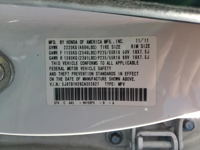 5J8TB1H26CA003827 - 2012 ACURA RDX WHITE photo 13