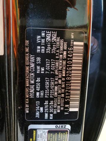 5XYZU3LB2DG101406 - 2013 HYUNDAI SANTA FE S შავი ფოტო 14