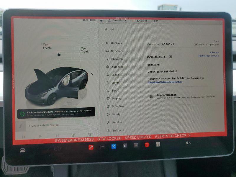 5YJ3E1EA3NF336823 - 2022 TESLA MODEL 3 灰色 照片 9
