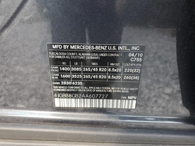 4JGBB8GB2AA607727 - 2010 MERCEDES-BENZ ML 350 4MATIC GRAY photo 13