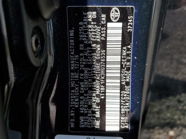 4T1BF1FK3HU376536 - 2017 TOYOTA CAMRY LE BLUE photo 12