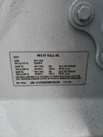 5YJYGDEE6MF285286 - 2021 TESLA MODEL Y 白色 照片 13