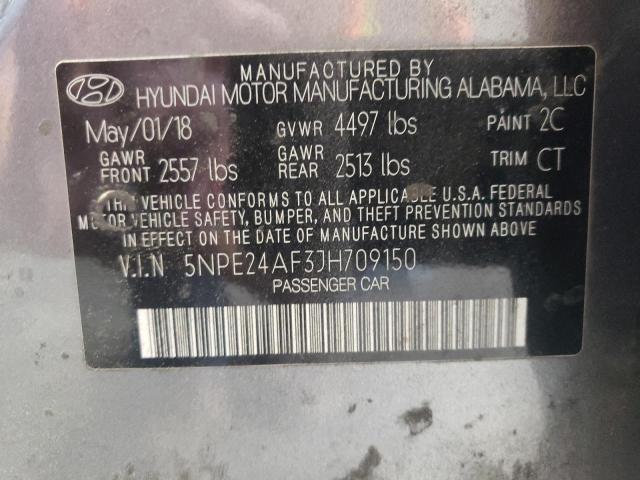 5NPE24AF3JH709150 - 2018 HYUNDAI SONATA SE ნაცრისფერი ფოტო 13